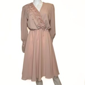 VTG 80s Ursula Of Switzerland Chiffon Dress Womens SZ 10P Balletcore Shabby Chic